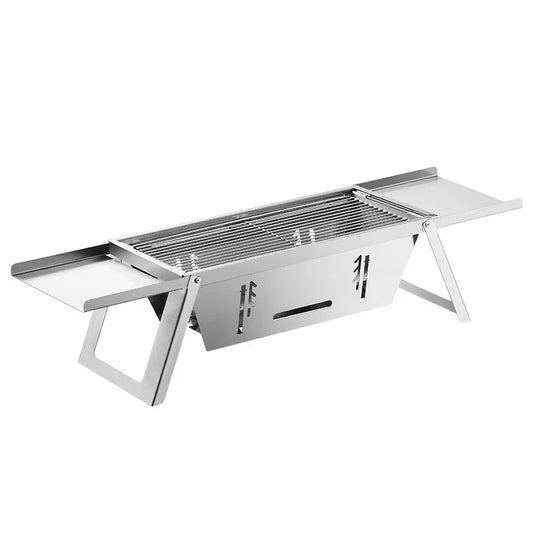 JMT-941002 Portable Charcoal BBQ Grill with Adjustable Charcoal Bed – Quick Set Up Stainless Steel Folding Design