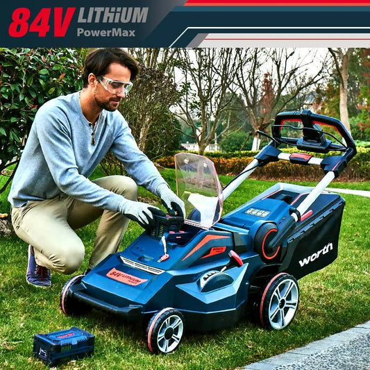 JMT-671114 Cordless Electric Lawn Mower 84V Brushless Self-Propelled Garden Grass Cutter
