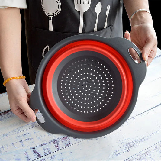 JMT-035274 Collapsible TPR Folding Drain Basket for Fruit and Vegetable Washing and Kitchen Storage