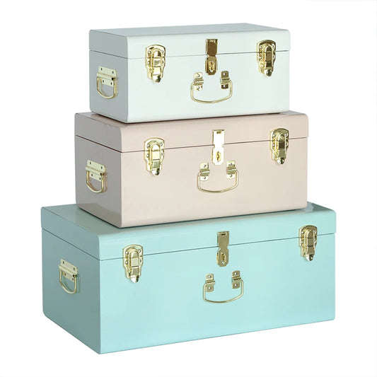 JMT-069194 Metal-Accented Storage Trunk Box for Organised Home Storage Solutions