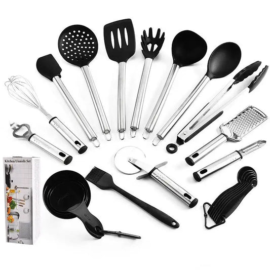JMT-165194 23-Piece Silicone Kitchenware Set for Cooking and Baking - Includes Frying Pan, Spatula, Colander, and More