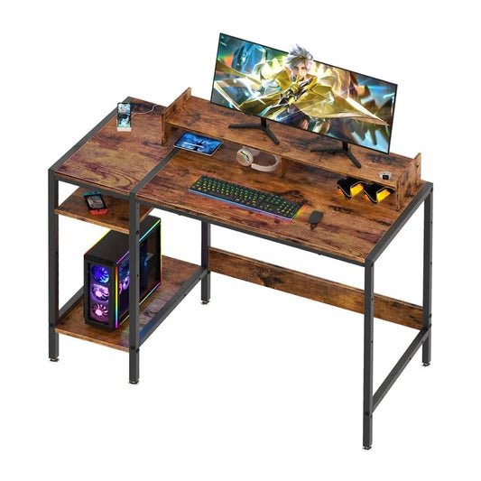 JMT-645002 Adjustable Gaming Computer Desk with Monitor Stand and Storage Solutions