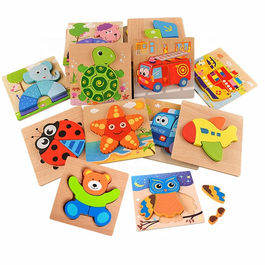 JMT-292426 Wooden Animal Puzzle Toy for Toddlers Age 1-3 - Educational and Interactive Learning Game