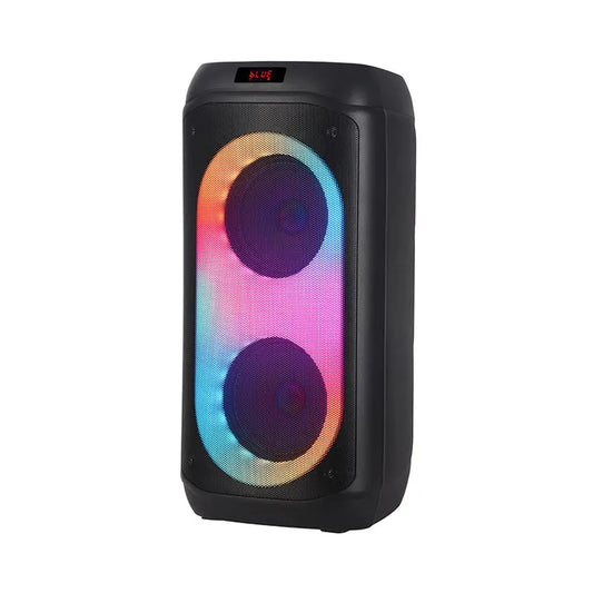 JMT-232586 Portable Dual 8 Inch Party Speaker with Powerful Bass and Wireless Functionality