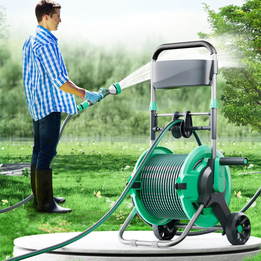 JMT-082442 Heavy Duty Wall-Mount High Pressure Garden Hose Reel Set for Household Use