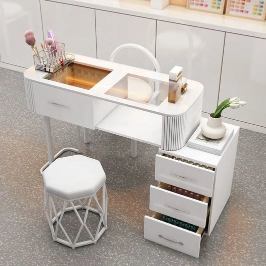 JMT-960330 Durable White Nail Table for Beauty Salons and Manicure Services