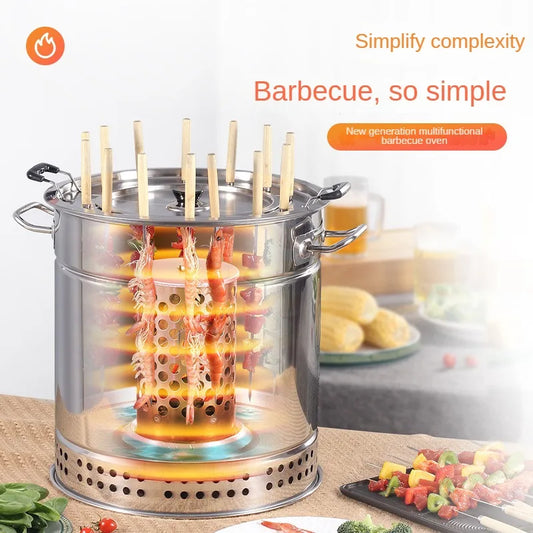 JMT-875466 Outdoor Portable Charcoal BBQ Grill - Stainless Steel Smokeless Camping Cooking Grill