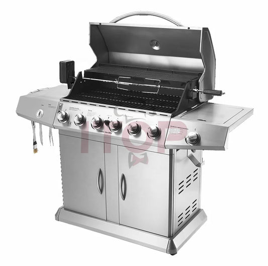 JMT-172682 Heavy Duty Outdoor Charcoal BBQ Grill with Trolley for Commercial Use