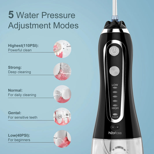 JMT-044170 Cordless Dental Water Flosser with 5 Cleaning Modes for Effective Oral Care