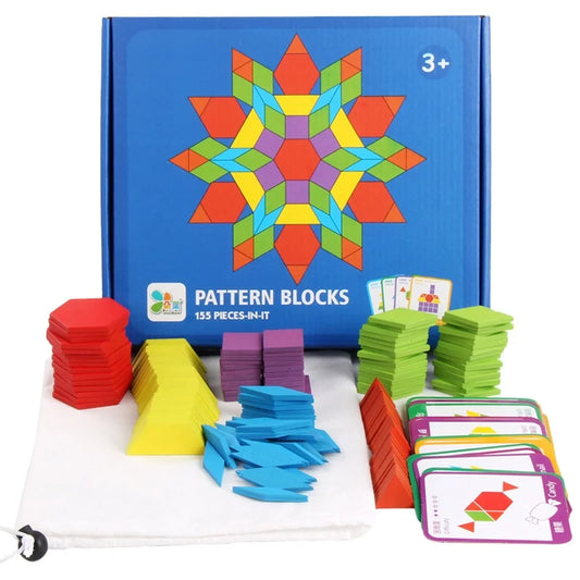 JMT-242698 155 Piece Educational Wooden Tangram Puzzle for Brain Teasers and Montessori Learning