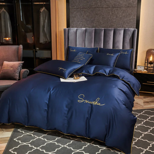 JMT-433482 Cotton Grey Bed Sheet Set with Duvet Cover – 4 Piece Quilt Set