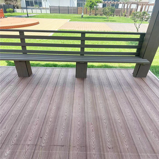 JMT-289098 WPC Interlocking Decking Tiles - Durable Solid Wood Plastic Composite Teak Flooring for Outdoor Use