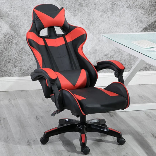 JMT-616842 Red and Black PU Leather Gaming Chair with Recline Function and Adjustable Footrest