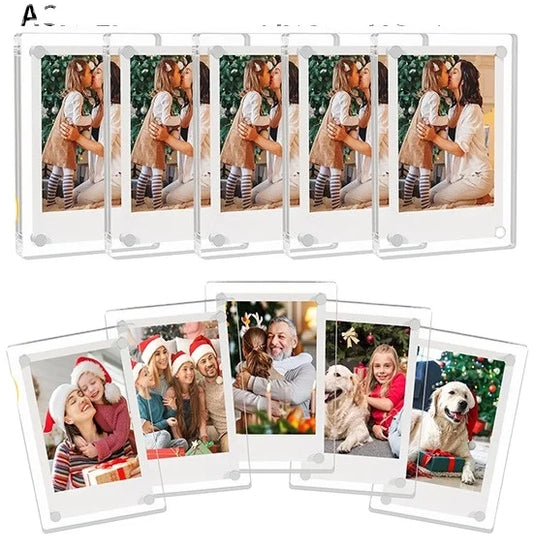 JMT-748490 Double-Sided Magnetic Clear Acrylic Block Photo Frame for Polaroid Pictures