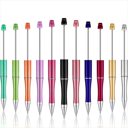 JMT-780490 Personalised Plastic Beaded Ballpoint Pens with Black Ink for Stationery and Office Use
