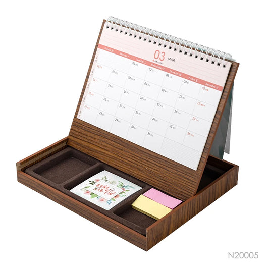 JMT-821514 Eco-Friendly Custom Notepad with Sticky Notes and Wooden Desk Calendar