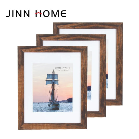 JMT-962058 Black Decorative Wall Photo Frames for 4x6, 5x7, and A4 Photos - MDF Wood, Simple Rectangular Design for Home & DIY Décor