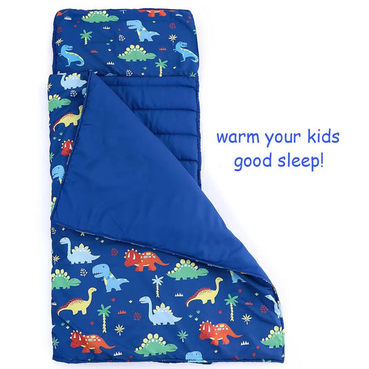 JMT-926154 Portable Kids Sleeping Bag with Pillow for Toddlers - Soft Bamboo and Cotton Nap Mat for Camping and Daycare
