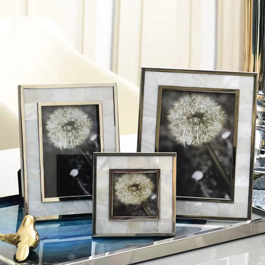 JMT-846794 Natural White Shell Photo Frame for 6/7/8 Inch Photos - Creative Desktop Decoration