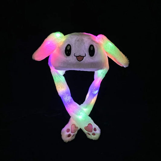 JMT-837962 Plush Rabbit Hat with Moving Ears and Colourful LED Lights