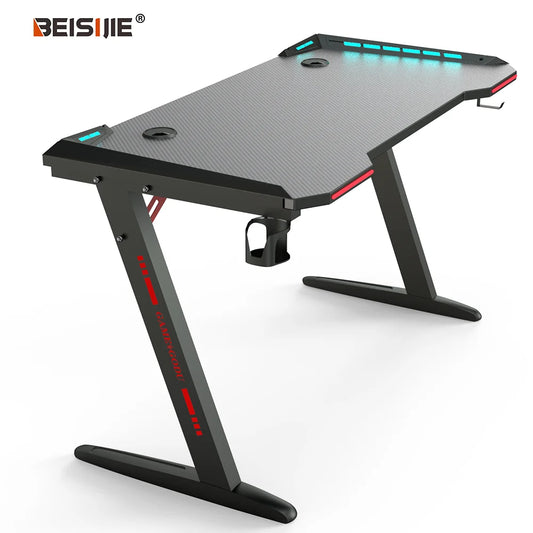 JMT-994250 Adjustable Height RGB Gaming Desk for PC, Modern Computer Table with LED Lighting