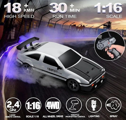 JMT-526090 1/16 Scale 2.4GHz 4WD Remote Control Drift Car with LED Lights and Drift Tires
