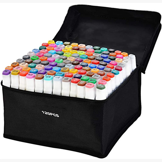 JMT-933322 120-Colour Alcohol-Based Dual Tip Permanent Marker Pen for Creative Design