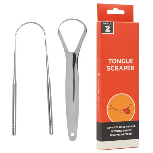 JMT-765066 Stainless Steel U-Shaped Tongue Cleaner Set with Laser Logo - Oral Care Hygiene Kit