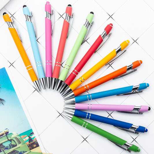 JMT-512266 Multifunctional Metal Ball Stylus Soft Touch Screen Pen 2 in 1 with Custom Logo Options