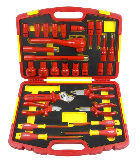 JMT-422794 29-Piece Insulated Tool Set with Pliers, Screwdrivers, Sockets, and Adjustable Wrench for Electrical Work