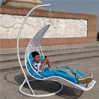 JMT-728650 Outdoor Rattan Hanging Swing Chair with Canopy and Water-Resistant Cushion