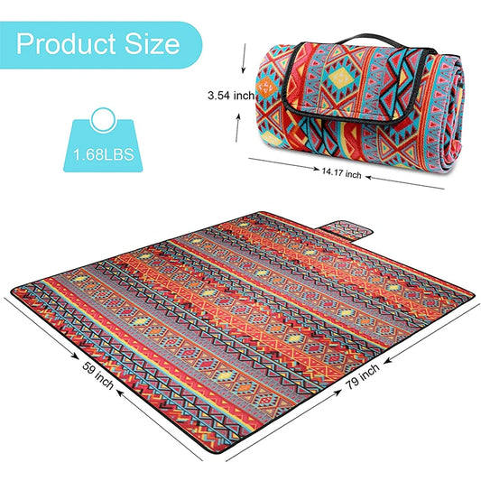 JMT-489162 Bohemian Style Waterproof Foldable Outdoor Camping and Picnic Mat Beach Blanket