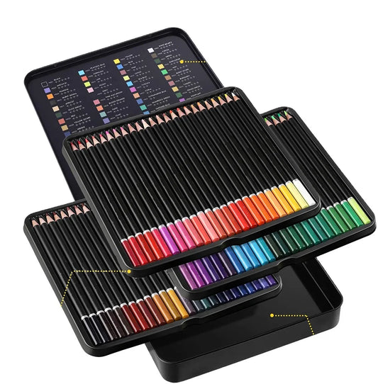JMT-969034 72 Professional Coloured Pencils Set with 3 Sketchbooks, Pre-Sharpened, Travel-Friendly, Ideal for Artists