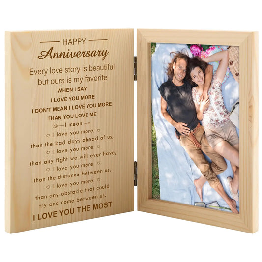 JMT-455882 Personalised Double Hinged Wooden Photo Frame for Memorable Moments
