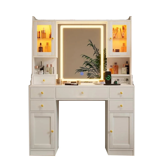 JMT-660810 Elegant Vanity Table with Mirror and Storage Drawers for Organising Beauty Essentials