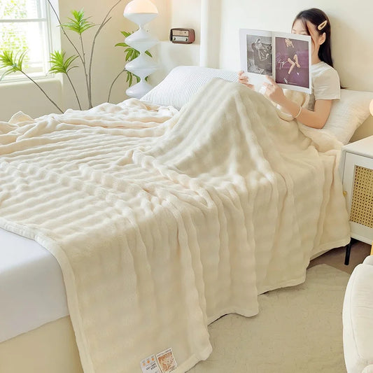 JMT-761162 Large Bubble Blanket in Rabbit Velvet with Print Pattern - Sofa and Home Use Cover, 150x200cm