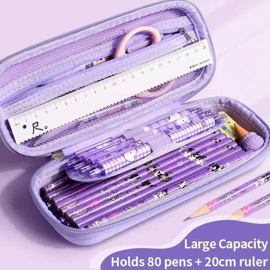 JMT-864138 Cute Kawaii Kuromi Leather Pencil Case for School and Stationery Supplies