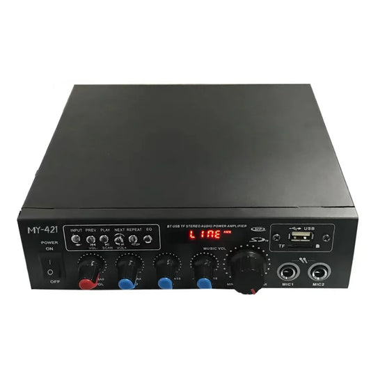 JMT-962890 Bluetooth Power Amplifier for 12V Car and Home Audio Systems with Digital Stereo Receivers and MIC Support