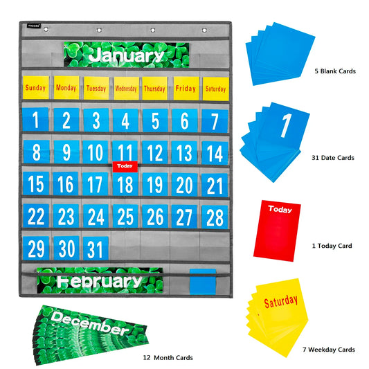 JMT-198922 Monthly Classroom Calendar Pocket Chart Kit for Educational Use