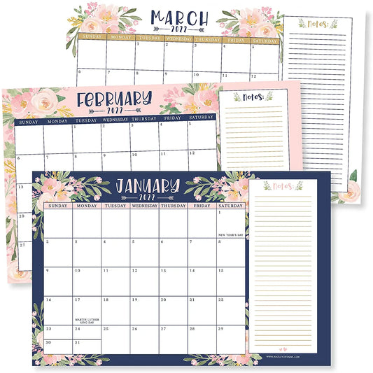 JMT-838474 Custom Floral Desk Calendar and Planner 2025 - Large Size Desk Pad with FSC Certification