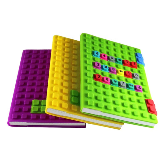 JMT-550474 Custom A6 Silicone Diary Notebook with Colourful Block Design and 100 Sheets