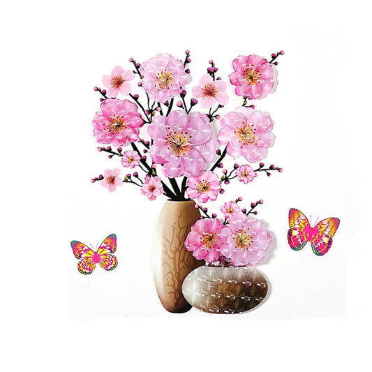 JMT-663626 3D PVC Flower Vase Decorative Wall Sticker for Living Room Decor