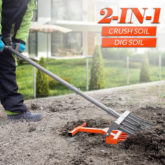 JMT-032714 2-in-1 Hand Soil Digging Machine and Tiller for Efficient Gardening and Landscaping