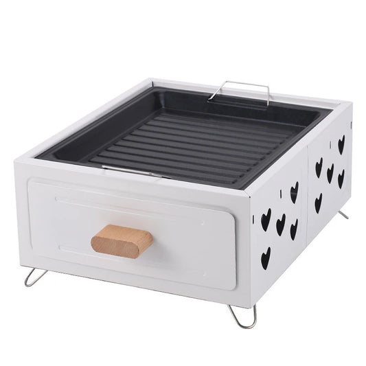 JMT-186186 Durable Square Charcoal Grill for Outdoor Camping and Beach Picnics