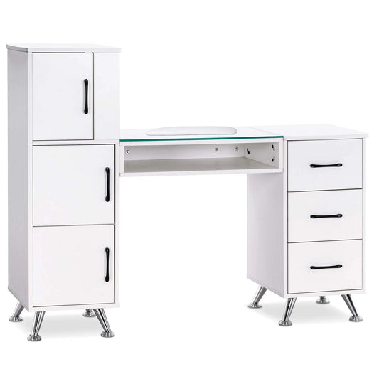 JMT-796490 Wooden Nail Manicure Table with Drawers for Beauty Salons and Makeup Artists
