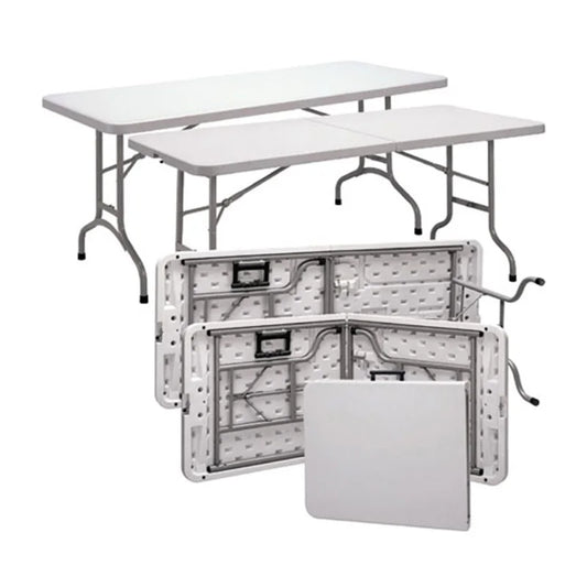 JMT-169290 6ft Rectangular Plastic Foldable Outdoor Table for Camping, BBQ, and Picnics