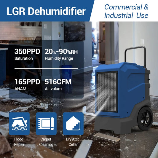 JMT-490954 Commercial Dehumidifier for Water Damage Restoration - 165 Pints Capacity