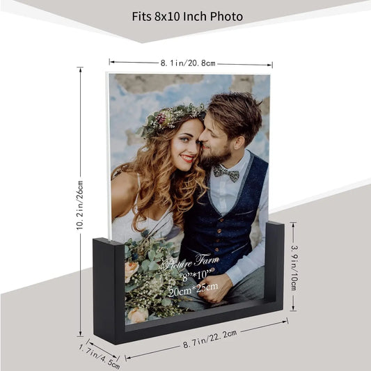 JMT-272778 Acrylic Photo Frame with Wooden U-Shaped Stand for Home and Office Décor