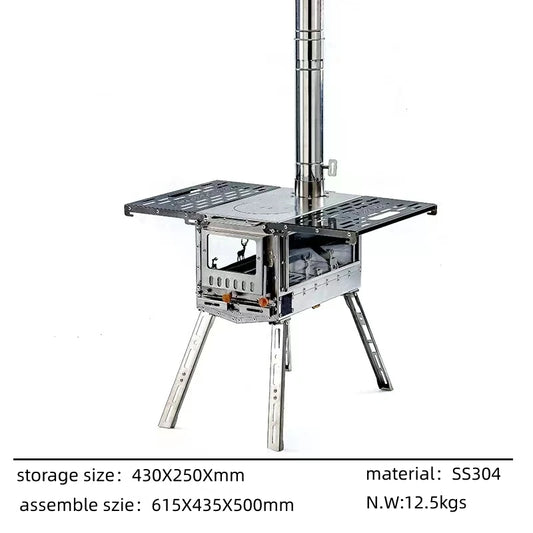 JMT-382794 Compact Stainless Steel Multi-Function Camping Oven for Wood and Pellet Cooking
