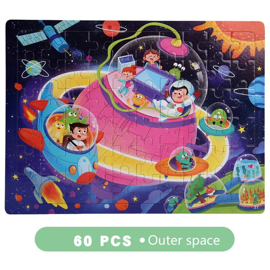 JMT-422346 Cartoon Flat Wooden Jigsaw Puzzle for Early Education, Suitable for Children Aged 5 to 7 Years